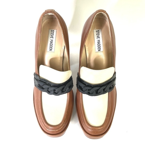 Steve Madden Rhylee Brown Black Loafer Platform Heels Shoes Women's Size 9.5 - Picture 7 of 10